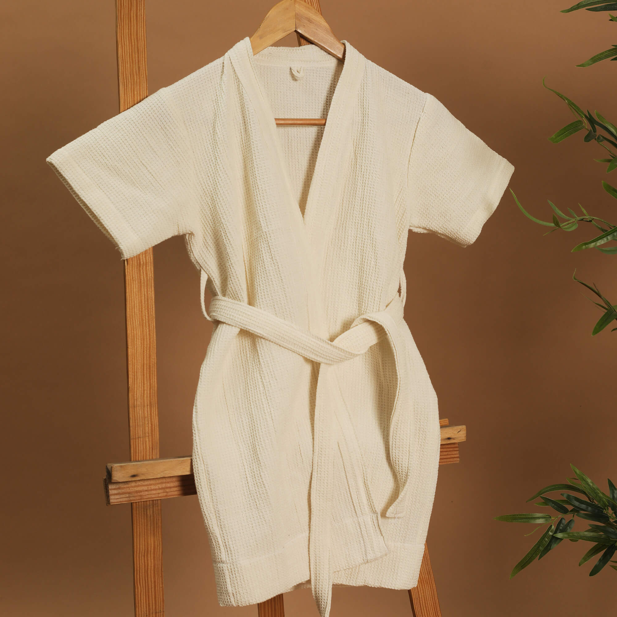 Buy Sheer Linen White Cotton Waffle Bathrobe Online at Low Prices in India  